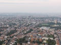 Aerial panorama view of Brussels-Capital Region and suburban area in the foreground. View from Ganshoren municipality during grey Royalty Free Stock Photo