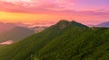 Aerial panorama view of Gyeryongsan mountain with sunset in Gohyeon city of South Korea.