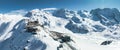 Aerial panorama view of the luxury hotel and the astronomic observatory at the Gornergrat