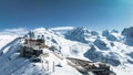 Aerial panorama view of the luxury hotel and the astronomic observatory at the Gornergrat