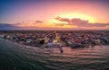 Aerial panorama view over the coastal town Paralia Katerini, near Katerini city in Pieria, central Macedonia, Greece, Europe