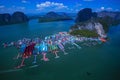 Panyee muslim floating village aerial view in Phang Nga national park in Thailand Royalty Free Stock Photo