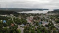 Aerial panorama view Russian Karelia, Lahdenpohja city. near Ladoga lake. Hills