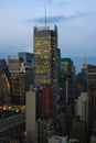 Aerial and panorama view of skyscrapers of New York City, Manhattan. view of night midtown of Manhattan Royalty Free Stock Photo