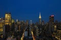 Aerial and panorama view of skyscrapers of New York City, Manhattan. Top view of night midtown of Manhattan Royalty Free Stock Photo