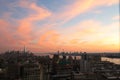 Aerial and panorama view of skyscrapers of New York City, Manhattan. Top view of night midtown of Manhattan Royalty Free Stock Photo