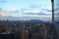 Aerial and panorama view of skyscrapers of New York City, Manhattan. Top view of night midtown of Manhattan Royalty Free Stock Photo