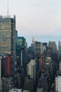 Aerial and panorama view of skyscrapers of New York City, Manhattan. Top view of night midtown of Manhattan Royalty Free Stock Photo