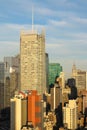 Aerial and panorama view of skyscrapers of New York City, Manhattan. Top view of night midtown of Manhattan Royalty Free Stock Photo