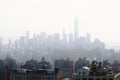 Aerial and panorama view of skyscrapers of New York City in the mist. Top view of midtown of Manhattan Royalty Free Stock Photo