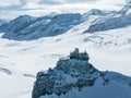 Aerial panorama view of the Sphinx Observatory on Jungfraujoch - Top of Europe Royalty Free Stock Photo