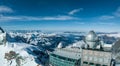 Aerial panorama view of the Sphinx Observatory on Jungfraujoch - Top of Europe Royalty Free Stock Photo