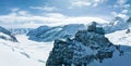 Aerial panorama view of the Sphinx Observatory on Jungfraujoch - Top of Europe Royalty Free Stock Photo