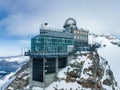 Aerial panorama view of the Sphinx Observatory on Jungfraujoch - Top of Europe