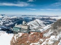 Aerial panorama view of the Sphinx Observatory on Jungfraujoch - Top of Europe