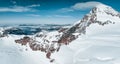 Aerial panorama view of the Sphinx Observatory on Jungfraujoch - Top of Europe Royalty Free Stock Photo