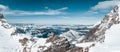 Aerial panorama view of the Sphinx Observatory on Jungfraujoch - Top of Europe Royalty Free Stock Photo