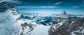 Aerial panorama view of the Sphinx Observatory on Jungfraujoch - Top of Europe Royalty Free Stock Photo