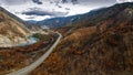 Aerial panorama view of the Thompson River and the Mountains of Scarped Range and, Clear Range in the Fraser-Thompson Plateau Royalty Free Stock Photo