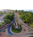 Aerial panorama view to city of Banjul and Gambia river