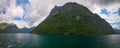 Aerial panorama view to Geiranger fjord,Trollstigen, Norway Royalty Free Stock Photo