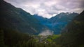 Aerial panorama view to Geiranger fjord,Trollstigen, Norway Royalty Free Stock Photo