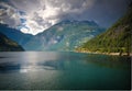 Aerial panorama view to Geiranger fjord and Trollstigen, Norway Royalty Free Stock Photo