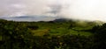 Aerial panorama view to Pico do Carvao and hill, Sao Miguel, Azores