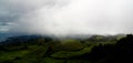 Aerial panorama view to Pico do Carvao and hill, Sao Miguel, Azores