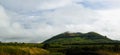 Aerial panorama view to Pico do Carvao and hill, Sao Miguel, Azores