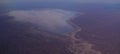 Aerial Panorama view to saline Barsa Kelmes lake and Ustyurt plateau at Karakalpakstan, Uzbekistan