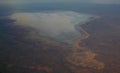 Aerial Panorama view to saline Barsa Kelmes lake and Ustyurt plateau at Karakalpakstan, Uzbekistan Royalty Free Stock Photo