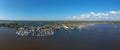 Aerial panorama from the village and harbor in Loosdrecht in the Netherlands Royalty Free Stock Photo