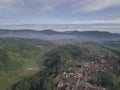 Aerial panorama volcano and mountai of tropical mountain West Java of Indonesia