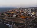 Aerial panorama of walled city historical colonial center of Cartagena de Indias carribean Colombia South America Royalty Free Stock Photo