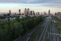 Aerial panorama of Warsaw city during sunset Royalty Free Stock Photo