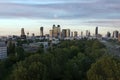 Aerial panorama of Warsaw city during sunset Royalty Free Stock Photo