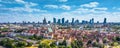 Aerial panorama of Warsaw, Poland  over the Vistual river and City center in a distance Royalty Free Stock Photo