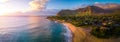 Aerial panorama of the west coast of Oahu Royalty Free Stock Photo