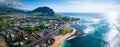 Aerial panorama of the west coast of Oahu island