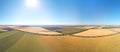 Aerial panorama of wheat meadow