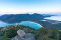 Aerial panorama of Wineglass ay beach and Freycinet National Par Royalty Free Stock Photo