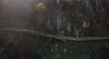 Aerial panorama of wooden walkway stairs staircase nature hiking trail path Passadicos do Paiva, Arouca Aveiro Portugal Royalty Free Stock Photo