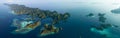Aerial Panoramic of Beautiful Limestone Islands in Misool, Raja Ampat