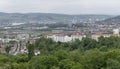 aerial panoramic cityscape with northern neighbohoods beyod park lush vegetation, Stuttagrt, Germany