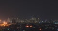 Aerial panoramic cityscape view of Ho Chi Minh city and the River Saigon, Vietnam with beautiful lights at night. Financial and Royalty Free Stock Photo