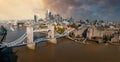 Aerial panoramic cityscape view of London and the River Thames Royalty Free Stock Photo