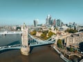 Aerial panoramic cityscape view of London and the River Thames Royalty Free Stock Photo