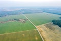 Aerial panoramic countryside landscape in spring day