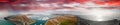 Aerial panoramic 360 degrees view of Jokullsarlon Glacier Lake and Icebergs at sunset, Iceland